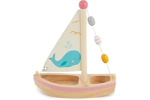 Bieco Spielzeug Segelboot für Kinder - Boot Holz Schiff Spielzeug - Boot für Kleinkinder - Boot Kinderspielzeug Wasser - Segelboot Spielzeug Boot Wasser - Holzboot Kinder - Segelboot Deko Sandkasten
