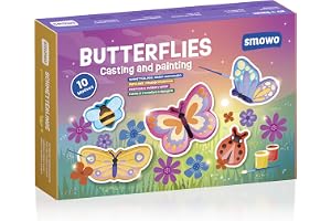 Smowo® 10 fjäril gipsfigurer att gjuta och måla – Pysselset för flickor & barn med 10 gipsgjutformer – Kreativt bastelset & presentidé för barn