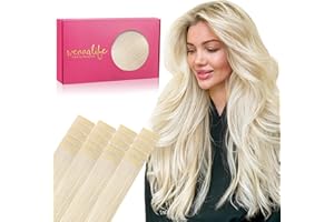 ‎WENNALIFE WENNALIFE Tape Extensions Echthaar, 20pcs 50g 50cm 20 Zoll Platinblond Remy Invisible Tape Extensions Seidig Gerade Echthaar Extensions Skin Weft Tape Ins