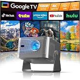 Alwtniet 4K Mini Portable Projector with Google TV, 1080P Native, 650 ANSI | Projector for Mobile and Smart TV, Autofocus, Wi