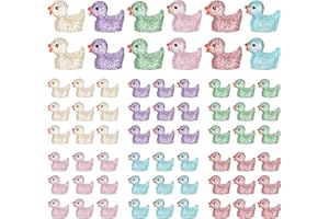 MOSTFUN 60 mini patos luminosos, mini patos de resina, coloridos patos pequeños, figuras en miniatura para jardín en miniatura, acuario, casa de muñecas, manualidades, decoración de macetas (6