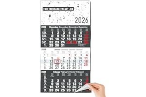 ‎TOBJA TOBJA 3-Monatskalender 2026 Wandkalender mit Schieber – FSC-zertifizierter Kalender 2026 mit Feiertagen & Kalenderwochen – 30x56 cm – Kalender für Büro & Planung