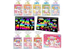 ZMLM Party Bag Fillers for Kids - Scratch Art Party Bag Fillers for Kids, Arts and Crafts Kits for Ages 4-9 Rainbow Scratch Books Classroom Birthday Gifts for Girls & Boys (Unicorn 24 Pack)