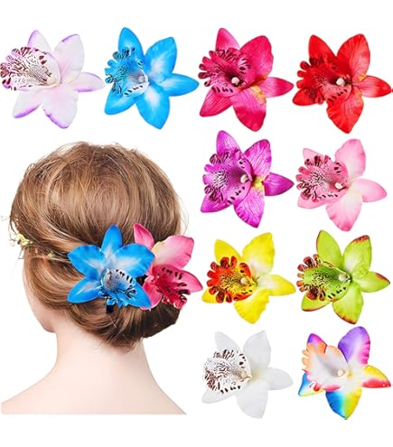 Set di 4 fermagli per capelli a fiore hawaiano, fermagli per capelli