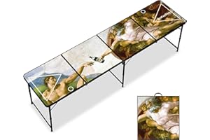 RedCupShop® Beer Pong Tisch „Schaffung des Bieres“ | Klappbarer Bierpongtisch mit offizieller Turniergröße (240x60x70 cm) | Tragbar, wasserabweisend & Kratzfest | Optional mit Bechern & Bällen