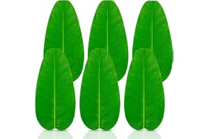 BITEFU 6 stycken konstgjorda bananblad, stora konstgjorda tropiska blad, gröna bananblad för Hawaiian Luau-fest, hem, kök, br