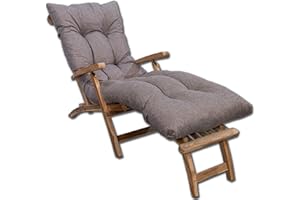 bananair – Cojín Tumbona Exterior para Silla de Jardín – Grueso, Súper Confortable y Acolchado – Fabricado en Francia – Colchoneta para Hamaca y Tumbona con Fijación Fácil (185x60x15 cm, Beige)