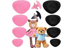 Nogeqi 32 Stück Plüsch Sicherheitsnasen für Häkeltiere, Beflockte Sicherheitsnasen für Amigurumi, Häkelnasen Schwarze Nasen mit Unterlegscheiben 4 Größen (11-18mm) für Teddybären Bastelprojekte