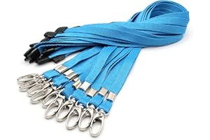 EASYBADGE 10 Pack Lanyards for ID Badges with Safety Breakaways and Metal Lobster Clips