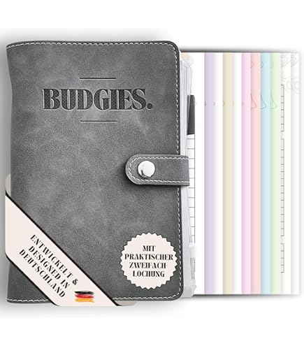 Budget Planer A6 Deutsch - PU Leder Mit Geldumschlägen & Aufklebern