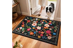 YOSEPATI Ultratunn Blommig Boho Dörrmatta För Inomhusbruk Halkfri 75x45cm