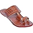 Royal Khwaab Men's Daily/Casual/Ethnicwear Slip-on Brown Color Flat Handmade Kolhapuri Chappal (Brown