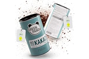 GREEN PANDA® bio surowe kakao z ziaren kakao premium | bio kakao w proszku silnie odtłuszczone i bez cukru | kakao bez cukru do czekolady pitnej, szejków, deserów, do pieczenia lub do musli | 2 x 125 g (250 g)