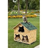 Reyo Cat House Outdoor Suitable Wooden Cat House OSB 58x58x40 cm - CAT28