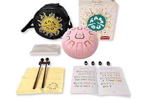 JUEGACONMIGO Stalowy bęben językowy tambu, 20 cm, 11 dźwięków, handpan, metalowy instrument perkusyjny, różowy