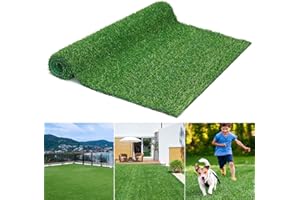 GOTGELIF 20mm Height Artificial Grass Turf, Emerald Green Fake Grass Mat Rug with Thickened Backing, Pet Friendly Decorative Lawn Landscape Synthetic Turf for Garden Balcony Indoor Outdoor Camping (50x200cm)