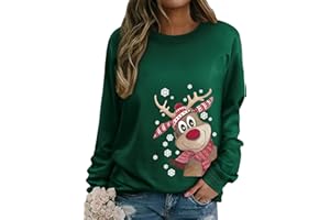 Dresswel Sweter bożonarodzeniowy damski Merry Christmas bluza zabawna Rudolph Rudolph nadruk renifera bawełna Boże Narodzenie Boże Narodzenie Boże Narodzenie sweter świąteczny sweter sweter dla