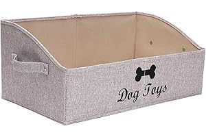 MOREZI Boîte à jouets pour animaux de compagnie en coton mélangé,utilisée pour organiser les jouets pour chiens,les accessoires et les fournitures pour animaux de compagnie-Brun neige