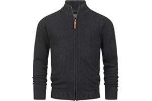Indicode Herren INLut Strickjacke mit Stehkragen und Reißverschluss | Cardigan Feinstrickjacke für Männer