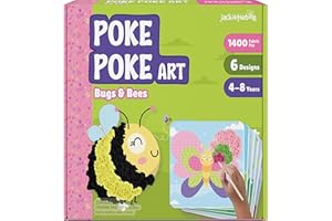 jackinthebox Poke Poke Art – Bugs Like Snail, Bee, Ladybug, Dragonfly, Butterfly, Catterpillar, Mess-Free Sewing Art for Kids, Toys for Girls and Boys, Great Gift for Kids Ages 4 5 6 7 8
