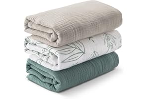 Soarwg Kids Muslin Cloth Baby Swaddle Cloths for Newborns, Pack of 3 Muslin Blanket, Large 95 x 100cm Baby Blanket - Baby Swaddle Blanket Burp Cloths, Swaddle Cloth Essential Items for Baby Shower