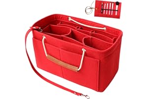 Yoillione Feutre Organisateur de Sac à main femme, Multi Poches Sac Interieur Rouge, Bag in Bag Organizer Extra large Sac Organiseur avec Poignée