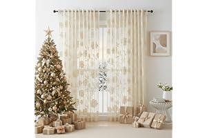 TREATMENTEX Semi-Sheer Beige Lace Curtains for Bedroom 90 inch Long Country Chic Rose Floral Embroidered Sheer Curtain Panels for Living-Room Leaf Window Drapes with Scalloped Edge 52"w 1 Pair Pencil Pleat