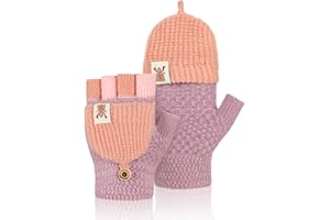 Becellen Guanti Bambini Invernali, Guanti senza Dita Magici Caldi Termici Guanti a Maglia per 5-11 anni Ragazza Ragazzo