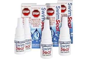 SwimSeal Family 4-Pack All Natural Protective & Ear Clearing Drops for Daily Use Rather Than Alcohol Drops or Earplugs. Avoids Earache from Swimming, Scuba, Diving, Surfing & Triathlons for All Ages