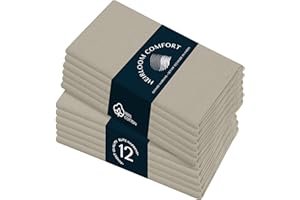 HEIRLOOM COMFORT Ivory Cloth Napkins Set of 12-100% Cotton, Absorbent, Reusable, Soft, Washable - Perfect for Spring, Easter, Baby Showers, Formal Dinners, Weddings, Holiday Parties, 43x43 cm