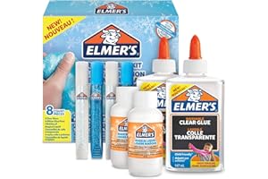 Elmer's Kit Slime Helado con pegamento Frosty, transparente, barras con purpurina y solución activadora líquido mágico, 8 unidades