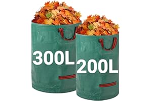 Velway Trwałe worki na odpady ogrodowe - 200 l + 300 l wielokrotnego użytku worki ogrodowe z uchwytami - tkanina przemysłowa na odpady liści gruzu