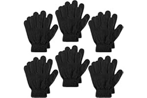 SATINIOR 6 Pairs Kids Gloves Winter Warm Knitted Toddler Baby Gloves Soft Thick Stretchy Mittens for Boys Girls