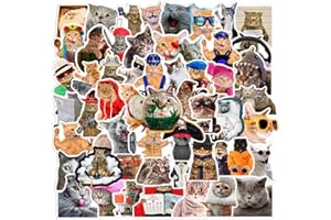 SANMATIC 50 Uds Gato divertido Pegatinas para maleta, monopatín, ordenador portátil, botellas de agua, coche, adolescentes, niños y niñas, impermeable