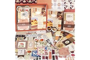 Funto Kit per scrapbooking (155 stuks), Warm Mail -reeks - Chocolade Brownie, ideaal voor bullet scrapbooking - materialen, planner DIY kunst - en ambachten collage