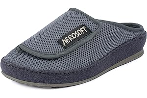 Aerosoft Mules 6032-4P avec Velcro, Chaussures de santé pour Hommes et Femmes, Chaussures de rééducation, Chaussures de Bandage, Pantoufles, soulageant la Pression