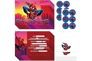 Zoriwn 12 Set Mit Spiderman Einladungskarten Kindergeburtstag Junge Mädchen Partyeinladungen für Spiderman Kindergeburtstag Einladungskarten Einladung Kindergeburtstag