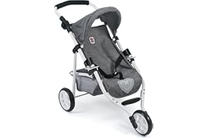 Bayer Chic 2000 - 61276 - Puppenbuggy Lola, Jogging-Buggy, Puppenjogger, Puppenwagen, Jeans grau, 70 x 33 x 62 cm