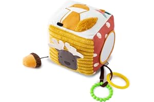 Little Big Friends Cube d’activités en Tissu pour bébé | Cube sensoriel Montessori Tout Doux | Développement Moteur et cognitif | Forêt