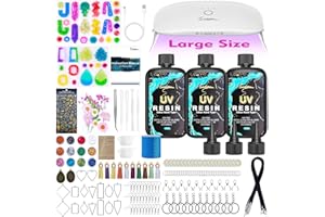 Suzzam UV Resin Set mit UV Lampe – 300g kristallklares UV Harz Schmuckherstellung Set mit Formen, 30W UV Lampe und Werkzeugen | Ungiftiges, Geruchsarmer für Schmuck, Schlüsselanhänger, Heimdekoration