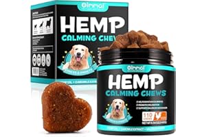 PETPYA Calming Chews for Dog Treats, 110PCs Calming Dog Treats w/Hemp Oil for Dogs Anxiety & Stress Relief, Calming Pet Dog Soft Chews Food for Dogs Sleep, Stress Situation, Barking & Aggression - Chicken