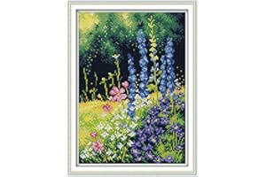 Joy Sunday 11CT Kit Punto a Croce Timbrato Fai-da-te Ricamo Linea Completa di Kit Iniziali Per Ricamo Prestampato Per Principianti -Bellissimi Fiori 33cm × 39cm