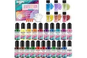 Pigment Resine Epoxy - 21 Couleurs Colorant Resine Epoxy Liquides Transparents, 6 Couleurs Paillette Resine Epoxy, Colorant Resine à Haute Concentré pour Resine Le Bricolage, Fabrication Bijoux