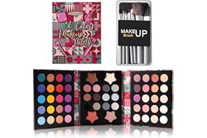 VIOLA HOUSE 56 colori palette di ombretti, kit trucco ombretti opachi, glitterati e brillanti, set trucco multicolore con pennelli, trucco natalizio per donne