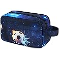 CAMTOP Travel Toiletry Bag for Kids Cute Toiletry Bags for Boys Girls Waterproof for Toiletries Accessories Bathroom Stuff, Soccer Blue