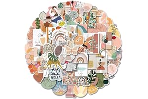 REEKNOKOL 100 Pezzi Stickers Aesthetic, Adesivi Scrapbooking, Sticker Aesthetic, Adesivi Vinilici Impermeabili per Bottiglie d'Acqua, Scrapbooking, Diario, Computer Portatile（Boho 2）