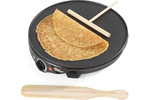 ‎GILES & POSNER GILES & POSNER EK2510GVDEEU7 Elektrische Crêpes-Pfanne EU | Platte 30 cm/12 Zoll | 1300 W | Kochen Sie köstliche, süße und salzige Pfannkuchen in wenigen Minuten, schwarz