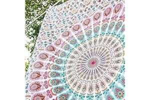 raajsee White Brown Tapestry Hippie Boho Beach Blanket Mandala Indian Cotton Throw - Home Décor Indie Rug Yoga Mat Meditation Picnic Rugs 210X220 CMS