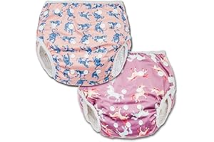 Joyo roy Reusable Swim Nappies 2PACK Swimming Nappy for Baby Girl Adjustable and Washable Baby Swimming Nappies