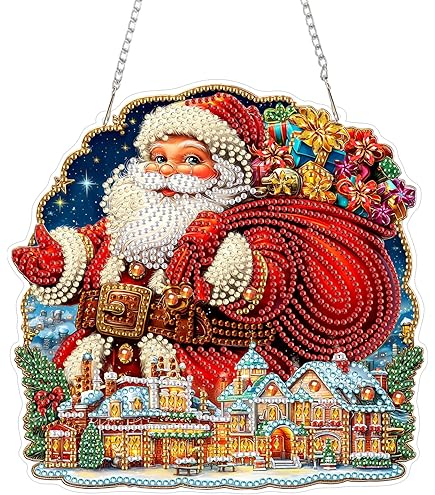 Diamond Painting Weihnachten Fensterdeko - DIY Schneemann Anhänger Set Mit Diamant Malerei Für Fensterbilder, Ideal Für Kinder Und Erwachsene